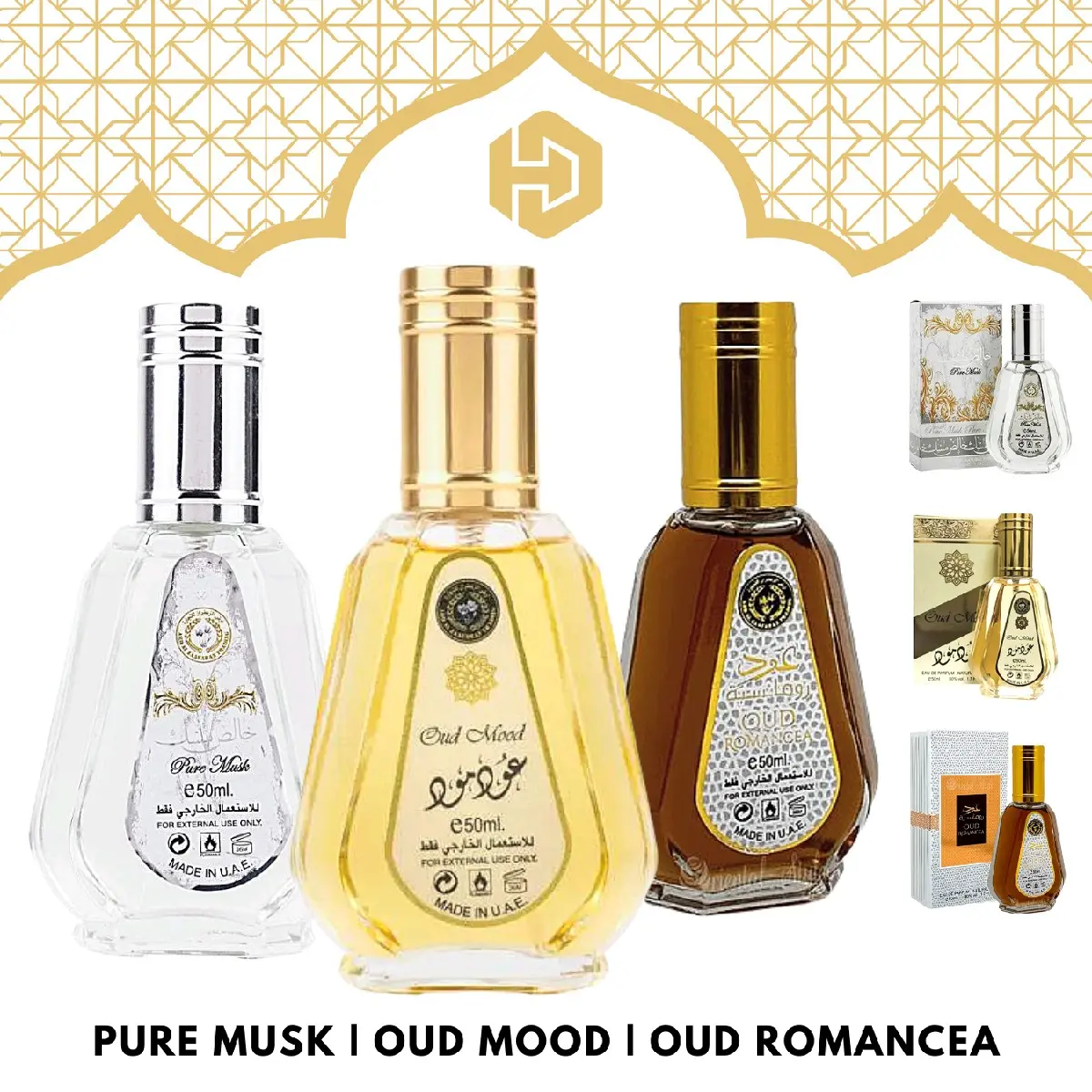 Pure Musk | Oud Mood | Oud Romancea EDP 50ML