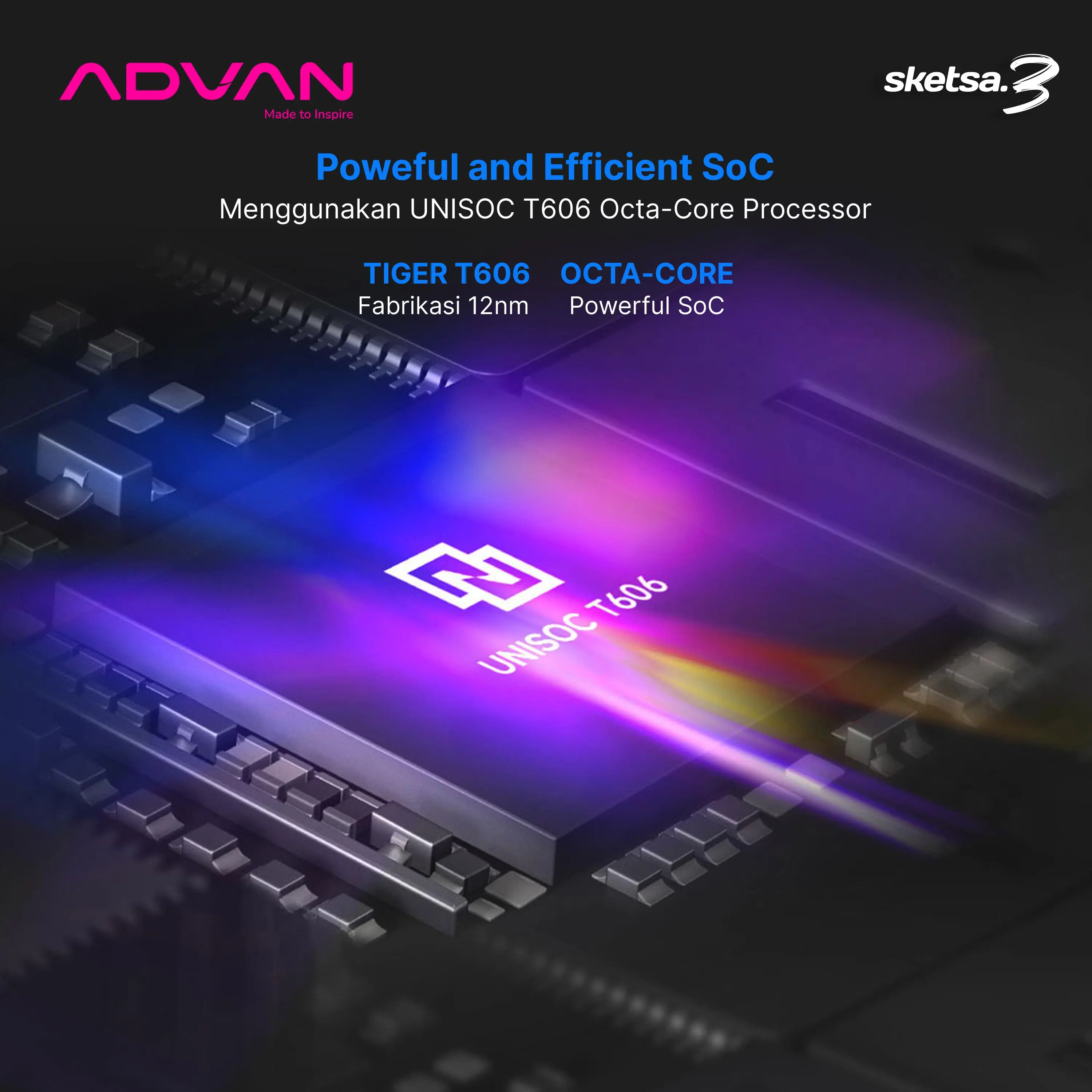 (FREE KEYBOARD + STYLUS PEN) ADVAN Tablet Sketsa 3 6GB/128GB 10.1” Inci HD IPS Dual SIM Card 4G LTE WiFi Bluetooth Tiger T606 Android