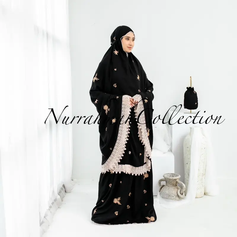 Mukena Dewasa Katun Rayon Twill Bunga Milo 1