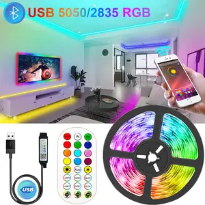 Strip lampu LED RGBWW 5050 USB cocok untuk lampu latar TV, layar komputer, lampu latar, dan dekorasi rumah