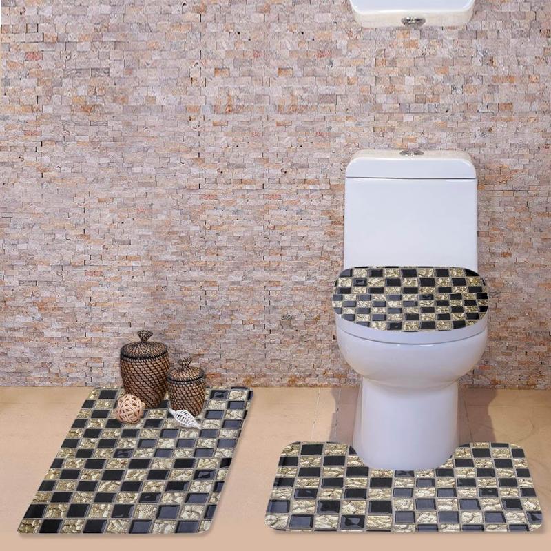 Product Introduction of 3pcs Bathroom Rug Set Toilet Contour Lid Cover Non Slip Bath Mat 0