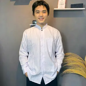 HM - Kemeja Koko lebaran Songket - atasan pria Casual style  Basic Muslim elegan mewah  Keren motif songket timbul lengan Panjang Baju Dewasa Formal Katun Kerah Nyaman Slimfit Manset Simple