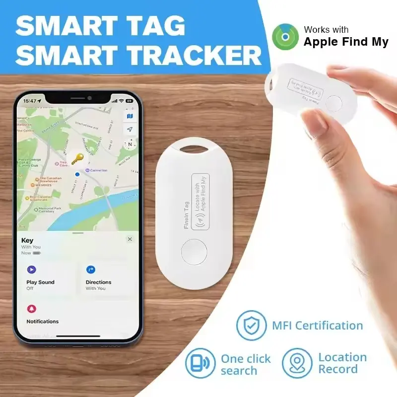 Mini Smart Tag Global GPS LocatorWorks with iPhone Find My APP Anti Lost Reminder Device Tracker for Car Wallet Luggage Key Pet Finder for Apple IOS System Find My