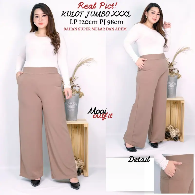 CELANA KULOT JUMBO BAHAN KULIT JERUK - KULOT CREPE JUMBO Karet Lembut Melar 1