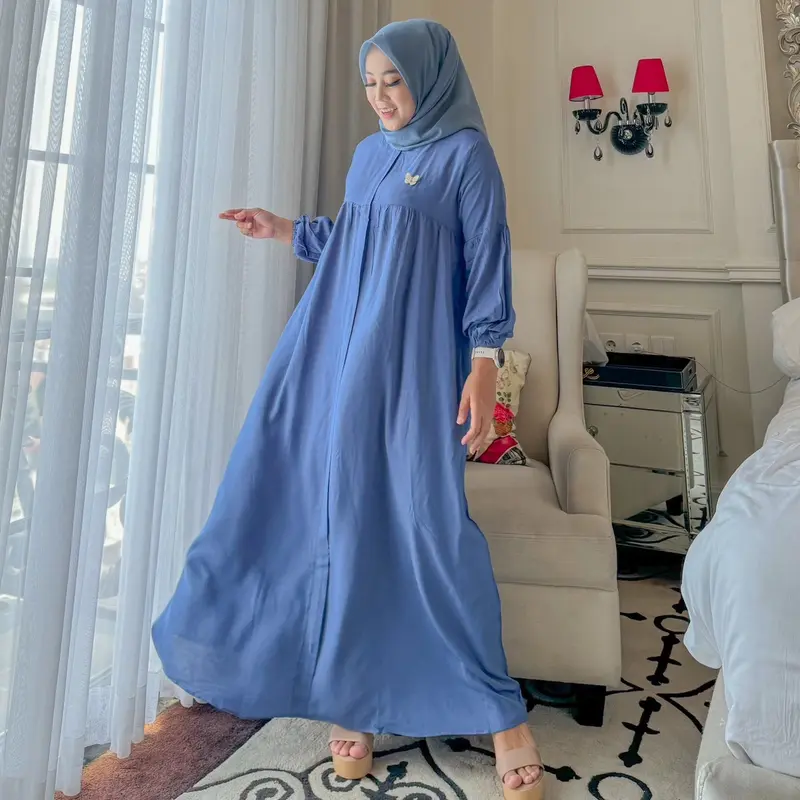 Growhijabs Butik - Gamis Rayon Sutra Cantik CORLA DRESS Wanita Muslim Kain Lembut Nyaman Panjang Busui Friendly 7