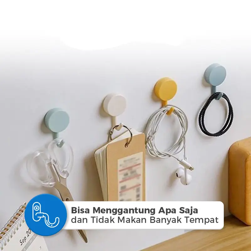 Hook Macaron Bulat Gantungan Dinding Bulat Polos Gantungan Kunci Baju Kuat Serbaguna 5