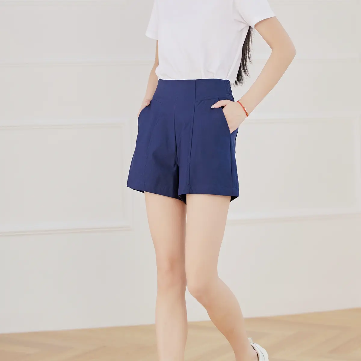 Eyouth 20178 Women's Casual Shorts, Loose High Waist, Wide Leg Simple Ladies Short Pants, Soft & Stretchy Viscose + Cotton Material, M/L/XL Sizes Available