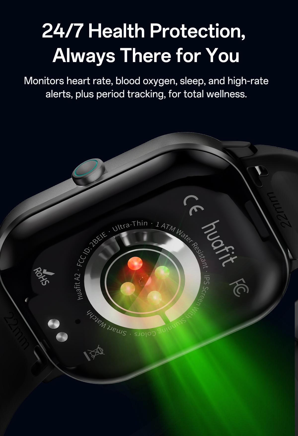 【24H ship】Huafit A2 Official Smartwatch Slim Terbaru | Balas Pesan Singkat Cepat |Monitor Emos| Layar Penuh IPS1.96'' | Super tipis 8.5mm | Tahan Air IP68 | 110+ Mode Olahraga | SpO2 & Detak Jantung 24 Jam |Smartwatch untuk Pria & Wanita Smart Watch Aolon