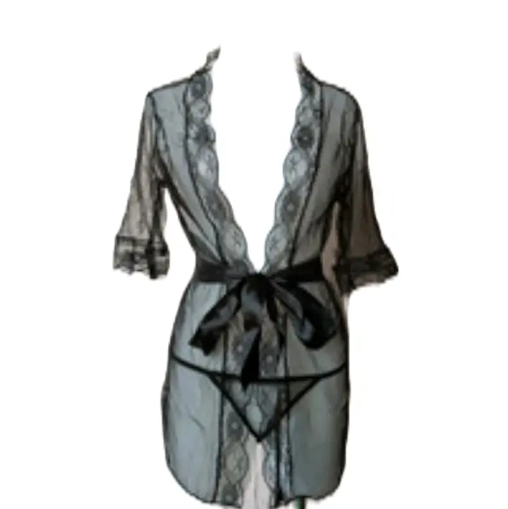 Jual Kl20x Lingerie kimono renda transparan 2