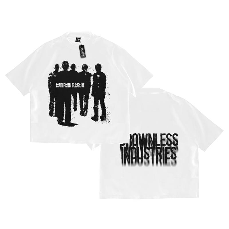 Crownless Boxy Fit PLEASURE White Kaos Oversized Pria dan Wanita Tshirt Oversize Cotton Combad 20s 2