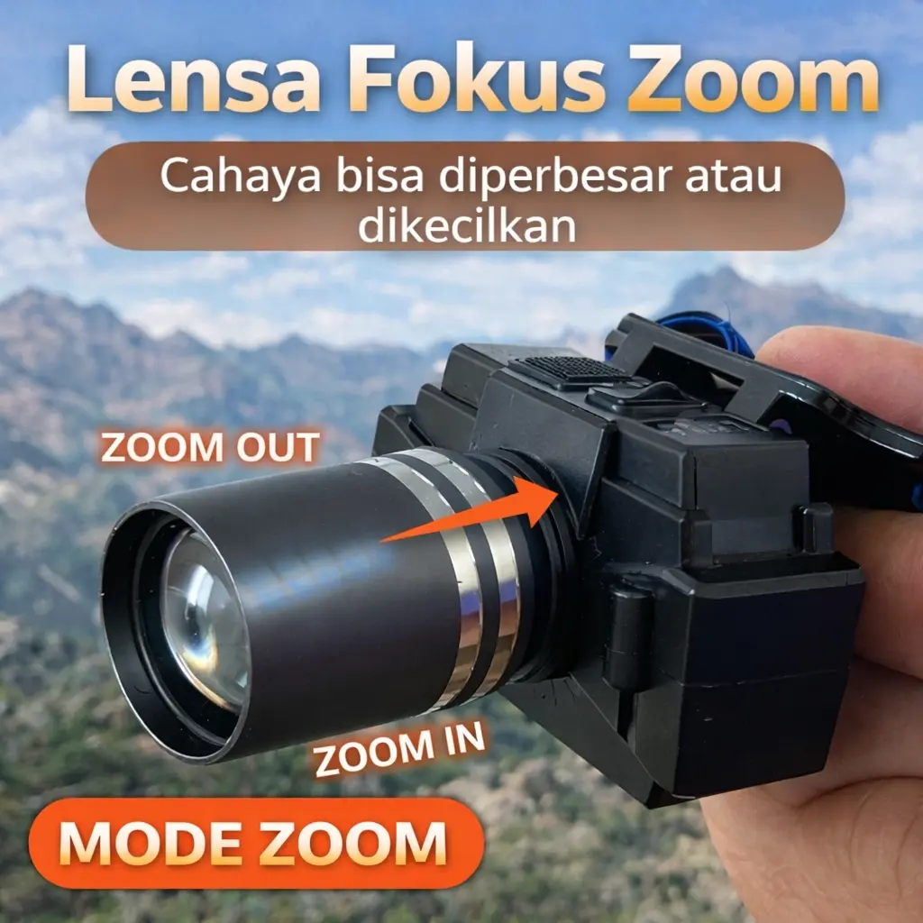 Lampu Kepala Super Terang Headlamp Led Rechargeable 60 watt