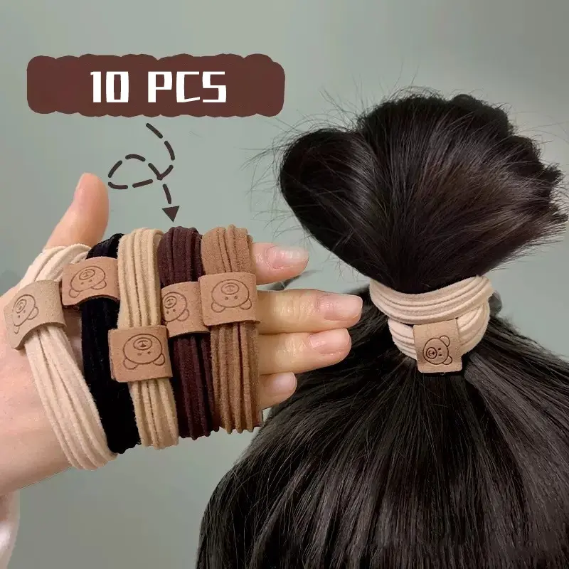 New Little Bear Hair Rope High Horsetail Head Ties Female High Elastic Durable Leather Cover Hair Band