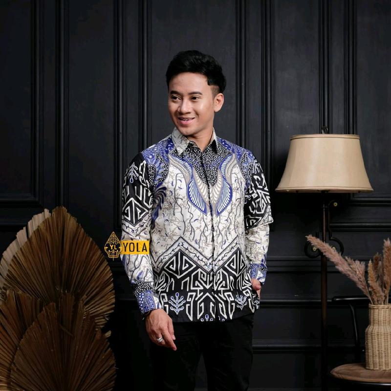 kemeja batik pria motif terbaruu motif dasi biruu _baju batik pekalongan terlaris baju Keren Panjang Pendek 0