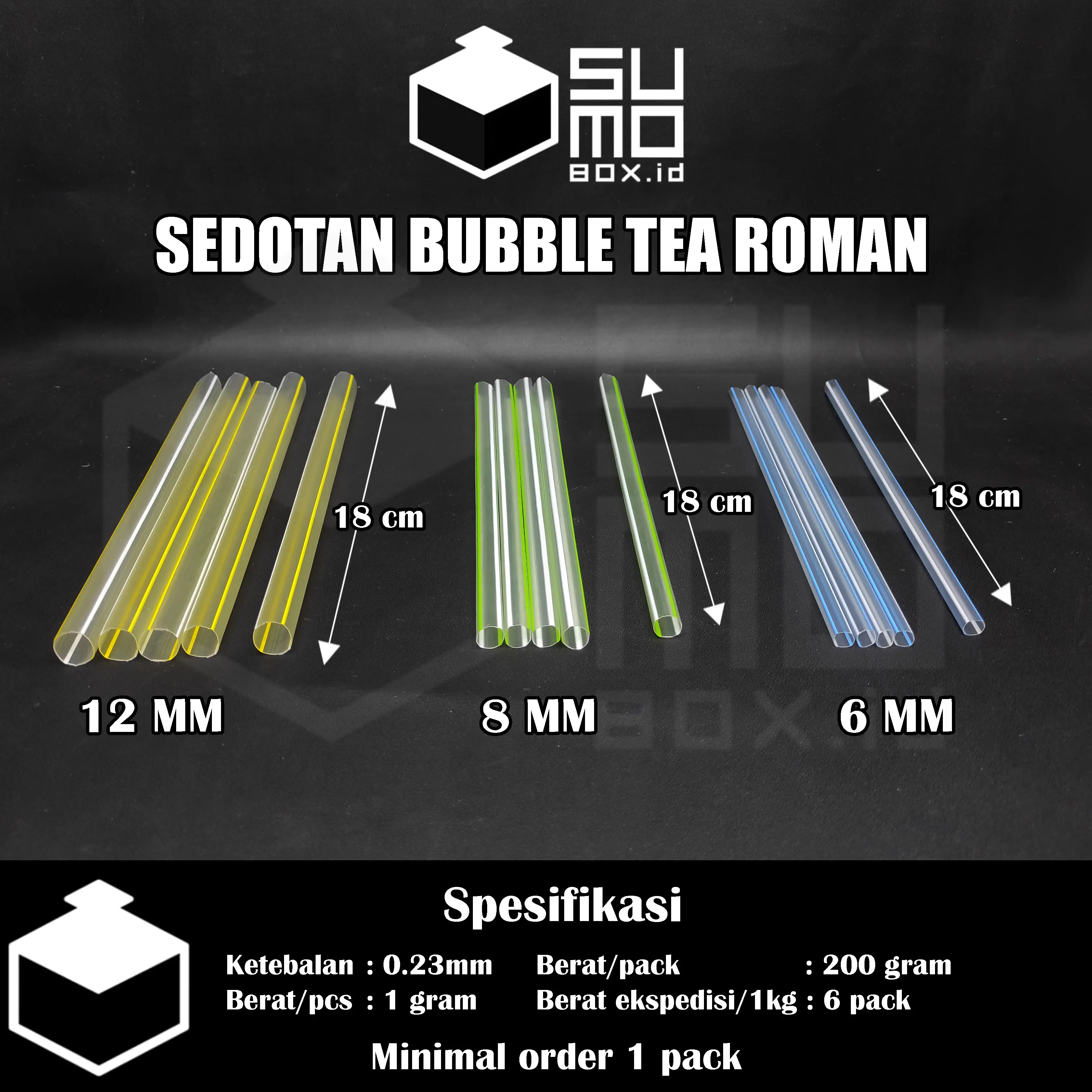 Sedotan Bubble tea Boba ROMAN 6mm,8mm,12mm isi 200gram / sedotan minuman ice juice jus tebal