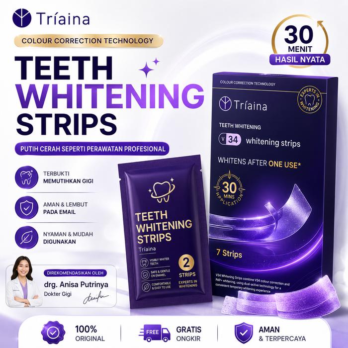 Gambar [Afiliator] Triania Whitening Strips – Strip Perawatan Gigi untuk Membantu Mengurangi Tampilan Noda Memuti0hkan Gigi Mencerahkan - Paket Senyum Maksimal 3 Box dari Triaina Indonesia Kota Administrasi Jakarta Timur Tokopedia