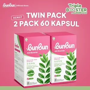 [ TWIN PACK ] BunBun ASI Booster 60 Kapsul Dengan Triple Booster + Superfood - Pelancar & Peningkat Kualitas ASI Halal BPOM