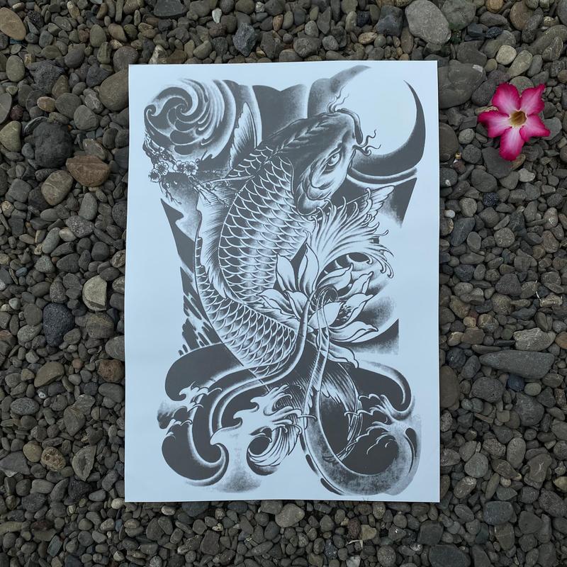 Tato Temporer Semi Permanen Tahan Lama Tato punggung Tato tahan lama Tato Harimau full Tato FruitInk Tato Ikan KOI Tato yakuza tato macan 6