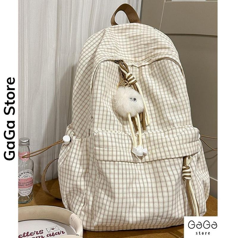 Balo đi học nữ caro style nữ sinh Hàn Quốc cho học sinh các cấp , sinh viên vừa laptop 15.6 inch B902 gagastore