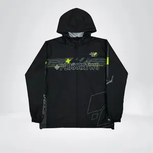 BLACKCAT Ps62 Jaket Parasut Taslan Premium Water Resistance & Windproof Unisex Full Printing Furing Jaring Lengan Kerut Resleting Kantong Tali Serut Hoodi dan Bawah Nyaman