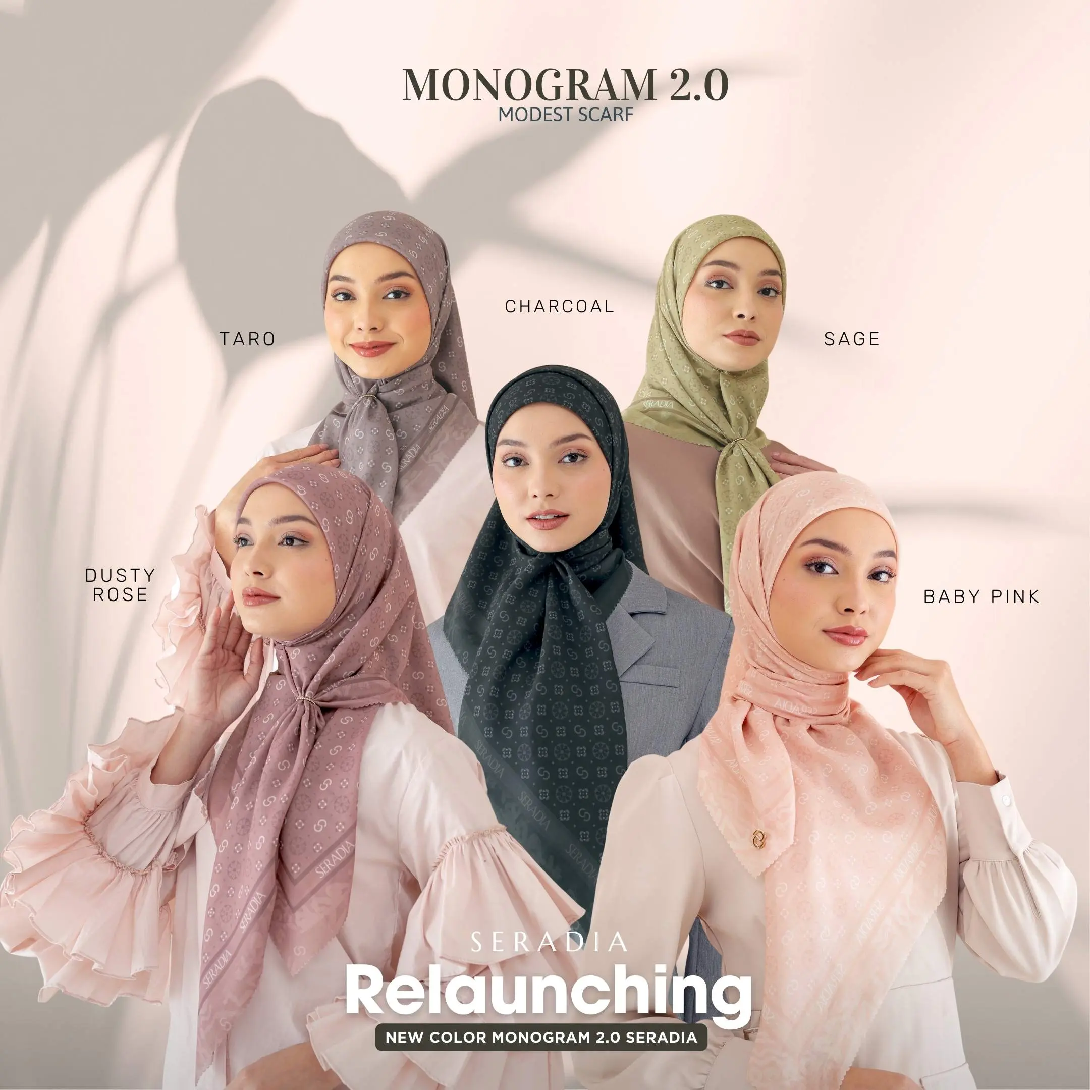 Hijab Segi Empat Monogram 2.0 Seradia dengan Logo Voal dan Lembut