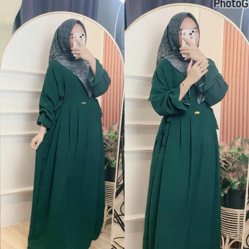 Nikita Dress Muslim Gamis Crinkle Airflow//Busui//LD -+120Cm 1