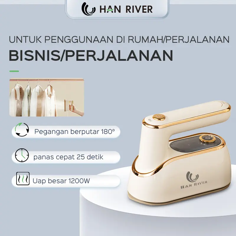 HAN RIVER Setrika UAP HRYD03GD besi tangan 1200W setrika portabel