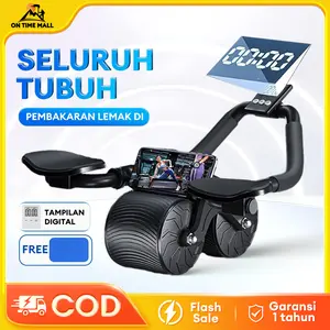 【On Time】 Ab Wheel Ab Roller Wheels Plank Trainer 2in1 Abdominal Core Roller Automatic Rebound Olahraga Gym Fitness Push Up