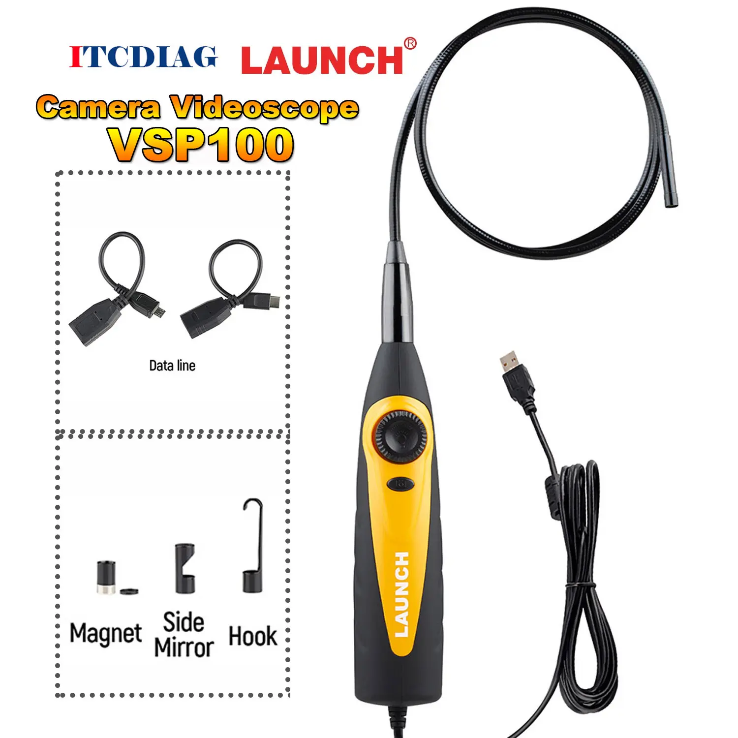 LAUNCH X431 VSP100 Camera Videoscope HD IP67 6 adjustable LED lights