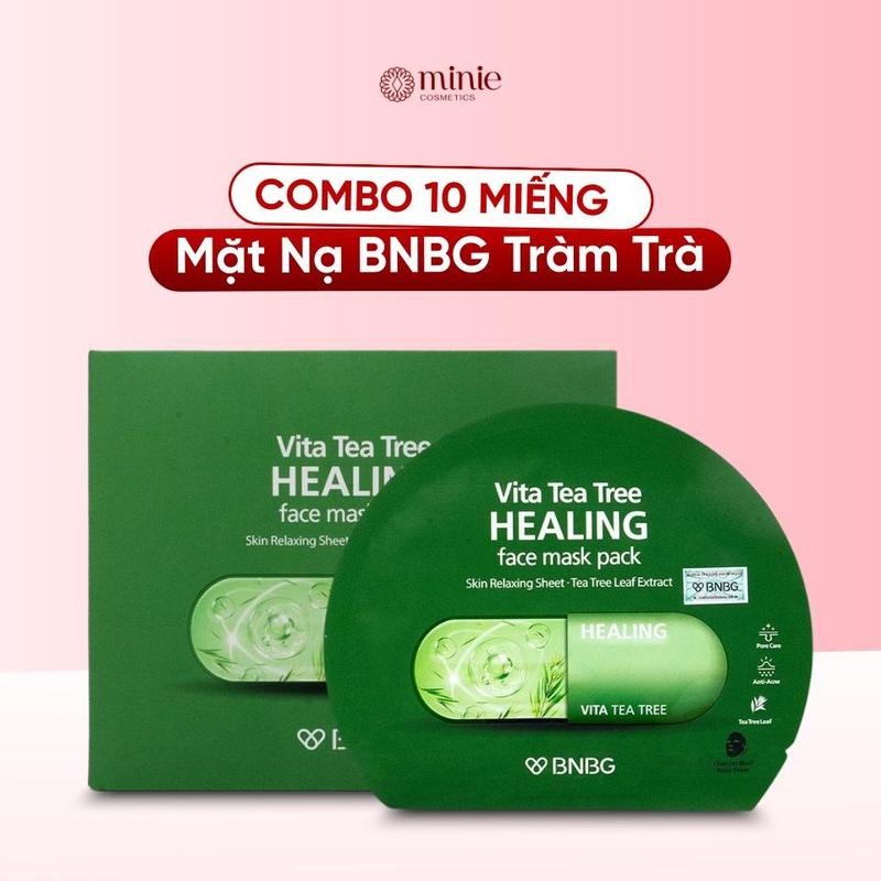   Tun Phạm x minie  Combo 10 Miếng Mặt Nạ Tràm Trà BNBG Vita Tea Tree Healing Face Mask Pack 30ml 