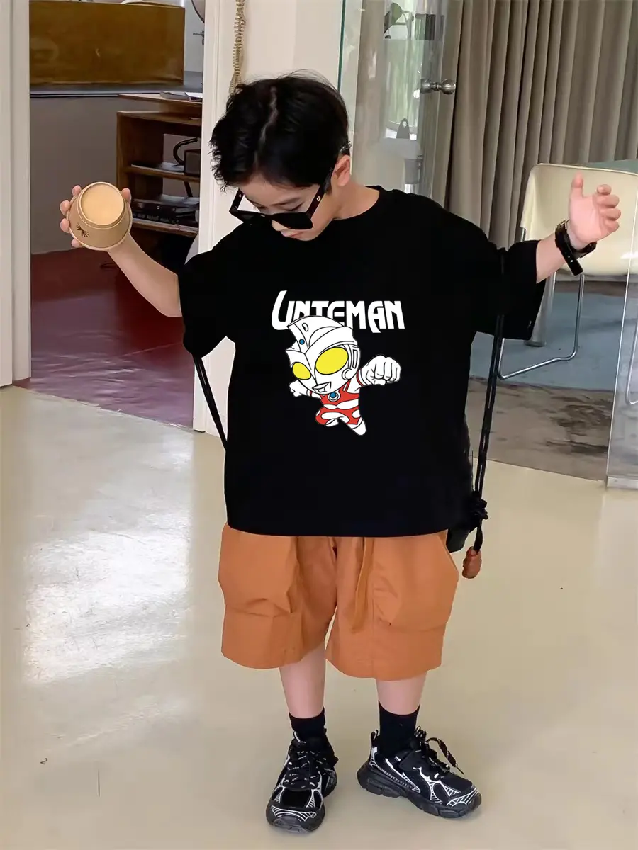 Boys and girls short sleeve t-shirt pure cotton summer Ultraman's new trend fashionable small and medium-sized children's clothing children's top summer clothing