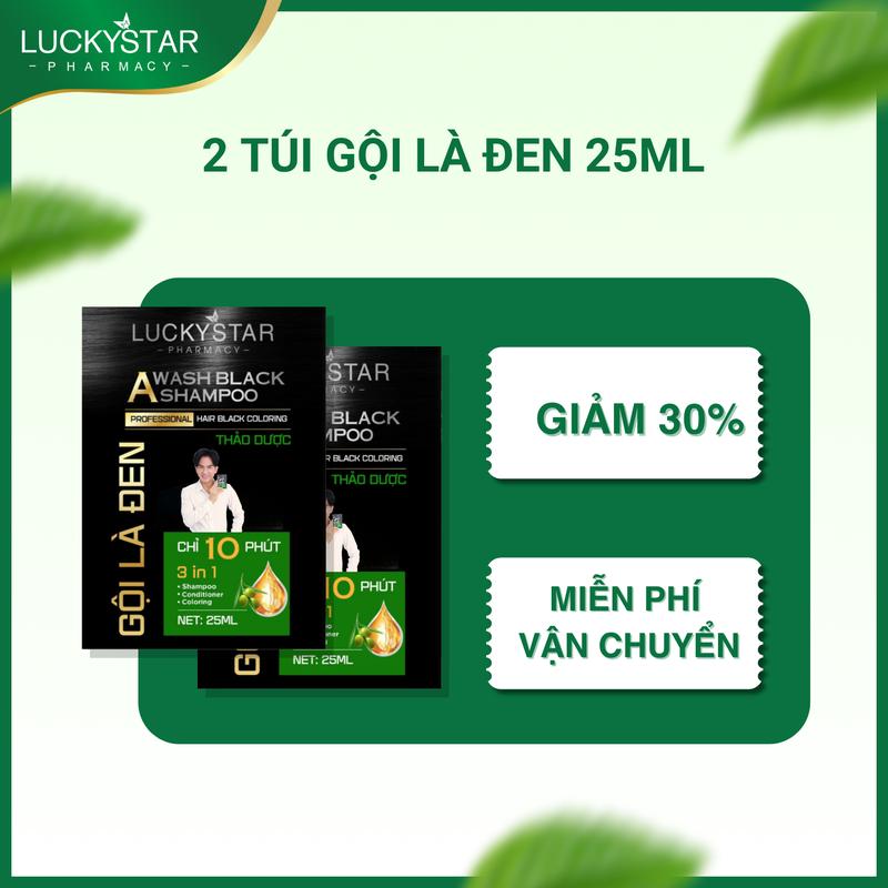 TÚI DẦU GỘI PHỦ BẠC Gội là Đen Nâu Thảo Dược Tại Nhà LUCKY STAR - Tiện Lợi Đổi Màu Tóc Nhuộm Tóc - dầu gội tại nhà