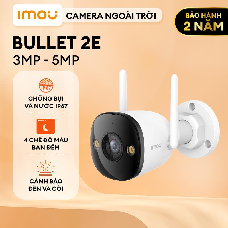 Camera Wifi Imou Bullet 2E (3MP/5MP) I 4 chế độ màu ban đêm I Chống nước IP67 I Phát hiện con người I Bảo hành 24 tháng