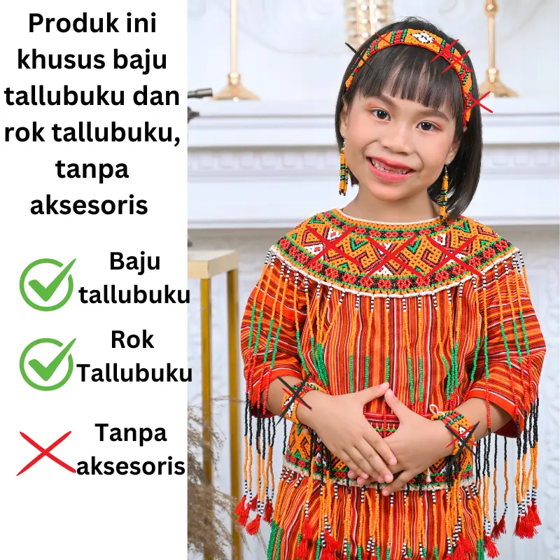 Baju Toraja Tallubuku Pakaian Adat untuk Anak Perempuan TK, SD, SMP, dan SMA Kain Tenun Asli Toraja 1