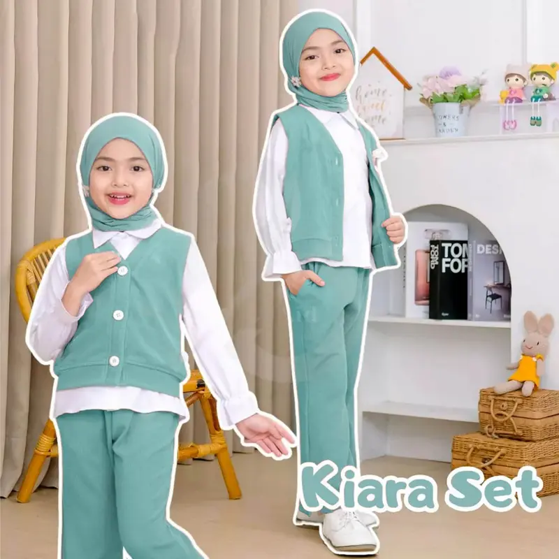 Setelan Anak 3 in 1 Rompi Model / Setelan Anak Perempuan 2-8 Tahun / One Set KNIT TERBARU/ Baju Setelan Rompi 1
