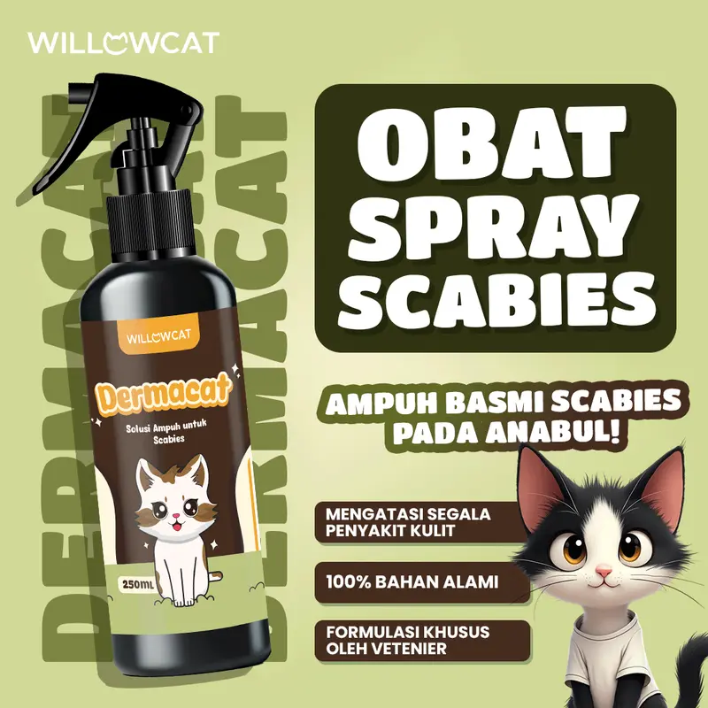 Willowcat - DermaCat Obat Anti Scabies & Jamur Kucing, Atasi Penyakit Kulit & Luka, Aman untuk Kitten 100ML/250ML 0