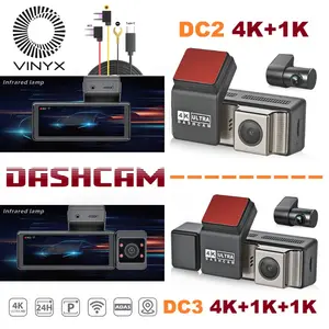 DashCam VINYX DC3 Triple Channel 4K+1K+1K ADAS GPS WiFi 24 Jam HDR Kamera DVR Dash Cam DC2 Dual Channel 4K+1K CCTV Mobil