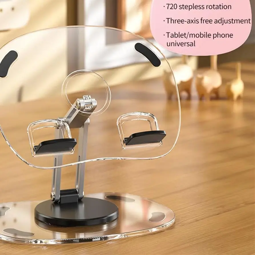 Tablet Holder Lipat Aluminium iPad Desktop Stand 360 Rotation Meja