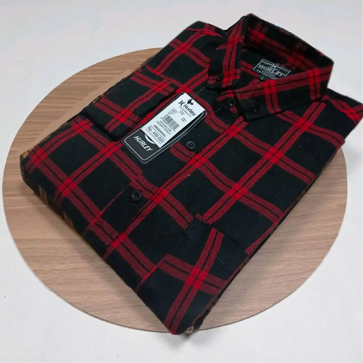 PWL21-Kemeja Flanel Pria Wanita Uniseks Lengan Panjang Motif Garis Double Merah Distro Formal