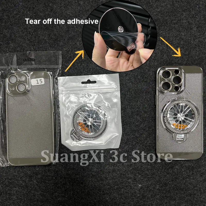 Ốp Cứng PC, Giá Đỡ Nam Châm Xoay Xoắn Ốc Thủ Công, Có Lỗ Thông Hơi Làm Mát, Tương Thích Với iPhone 11, 12, 13, 14, 15, 16, Pro Max, 14 / 15 / 16PLUS, Bảo Vệ Camera, Bao Gồm Tất Cả, Ốp Lưng Chống Sốc 1