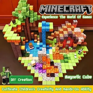 Minecraft DIY Magnetic Cube Building Block Block Magnet Building Toys Hadiah Anak Tiga Dimensi
