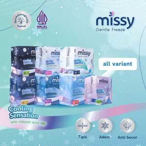 Missy Pembalut & Pantyliner Gentle Freeze (Super Thin, Anion Tea Polyphenols, Peppermint Extract) Bebas Klorin  chlorin Dioksin | Harian Malam Daya Serap 5x Lebih Banyak Cegah Iritasi dan Gatal Keputihan lebih Kering Cooling sensation pembalut kehamilan