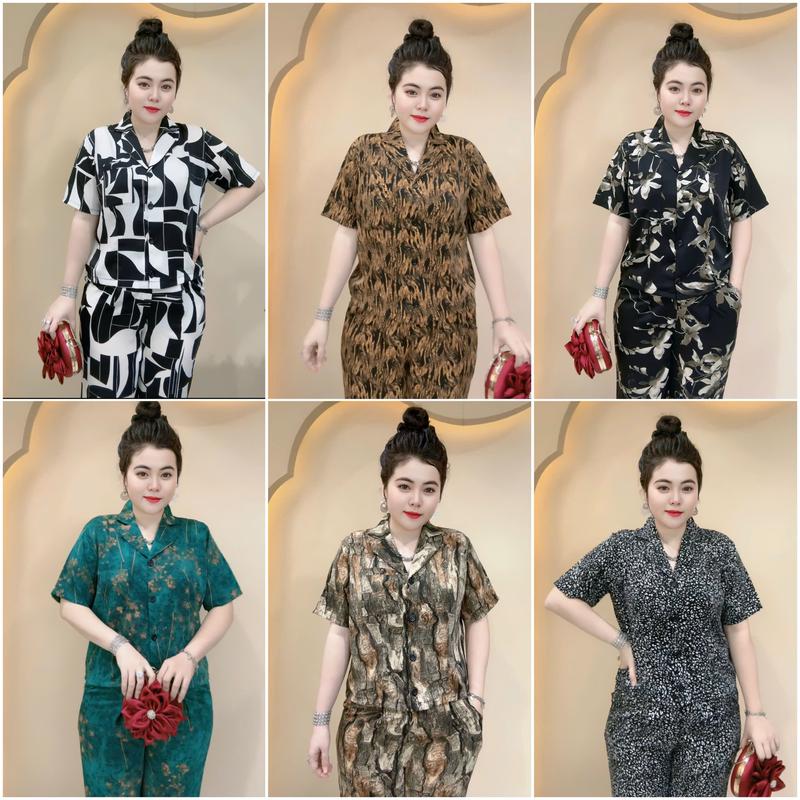 Bộ VEST PHỐI TÚI TAY NGẮN QUẦN DÀI sang trọng chất vải lụa thái mềm mịn mát áo dài phủ mông quần ống suông có dây kéo tiện lợi size đa dạng sản xuất tại Việt Nam