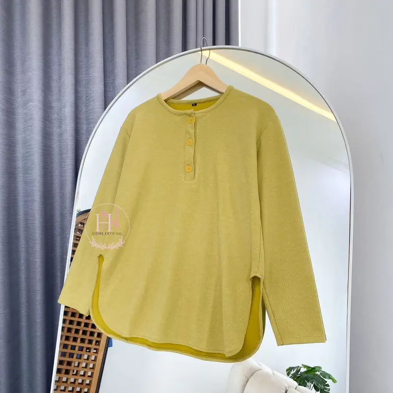 Jihan Blouse Basic Kaos Baju Kancing Knit Misty Atasan Wanita Knitwear Oversize Panjang 5