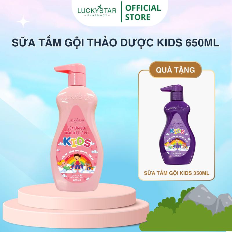    MUA 1 TẶNG 1   Sữa Tắm Gội Kids 3in1 650ml - Lucky Star - Chăm sóc da - Tặng Chai 350ml Cho Bé 
