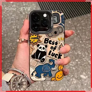 iPhone Lucu Casing Untuk iPhone 11 11Pro 12 15 14 13 PlusProMax 8 7Plus SE2 SE3 6 6s X XS XR XS Max Plus Aesthetic Terbaru Case Kartun Lucu Black LaBuBu Premium Mewah