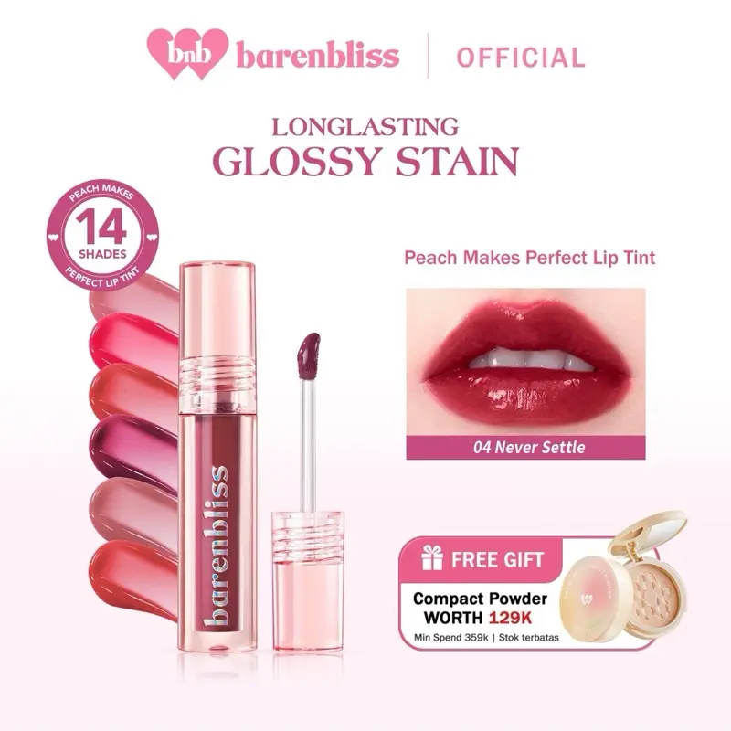 【Best Selling】BNB barenbliss Peach Makes Perfect Lip Tint Korea Lip Gloss | Lip Tint yang Ringan, Tahan hingga 12 Jam, Moisturizing & Nourishing