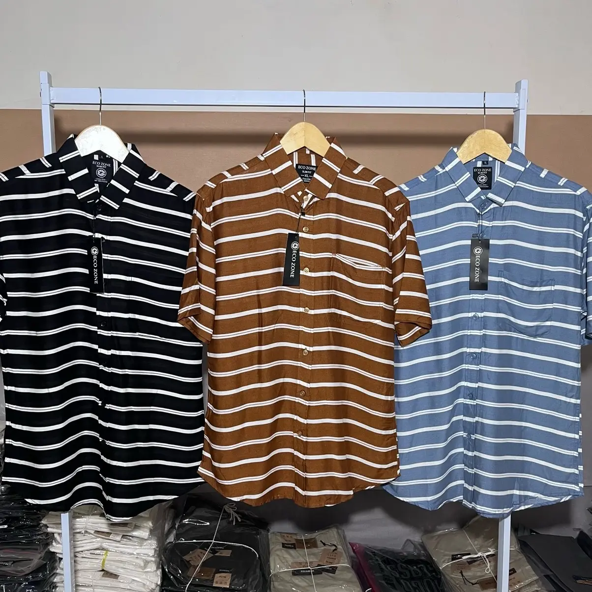 Kemeja Pria Keren Motif Garis Bahan Rayon