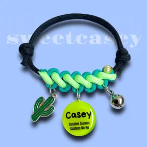 Kalung Kucing Tali GLOW IN THE DARK /  Kalung Kucing Custom Nama