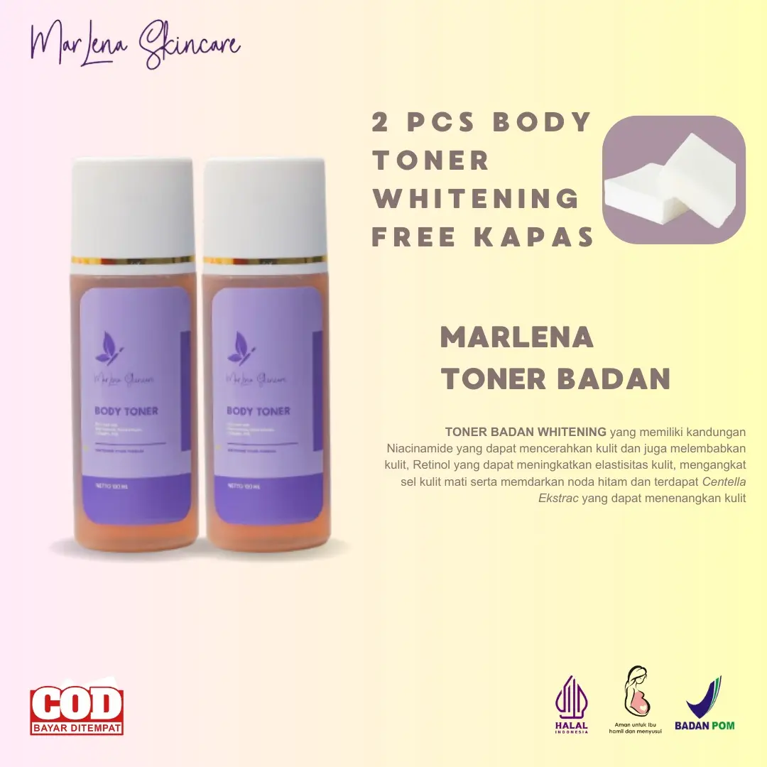 BUNDLING 2 TONER BADAN WHITENING MARLENA BPOM FREE KAPAS