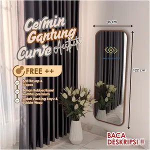Cermin aesthetic-Cermin Gantung Dinding Rubber/Karet Aestetic Premium ukuran 40x85 cm GRATIS PACKING KAYU(WAJIB BACA DESKRIPSI)
